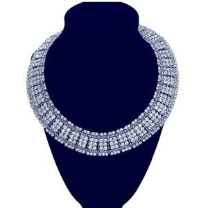 THALIA SODI Silver (Tone) & Rhinestone Collar Bib Table Tower 18” Necklace